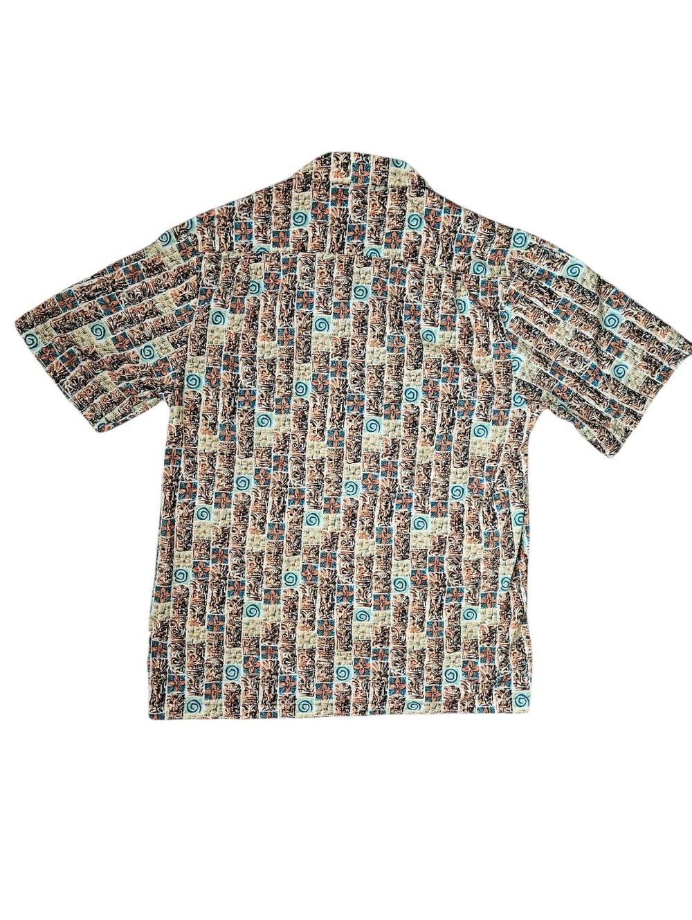 KOKO ISLAND Vintage Classic Hawaiian Tiki Block Print Shirt | SZ L - Picture 2 of 6